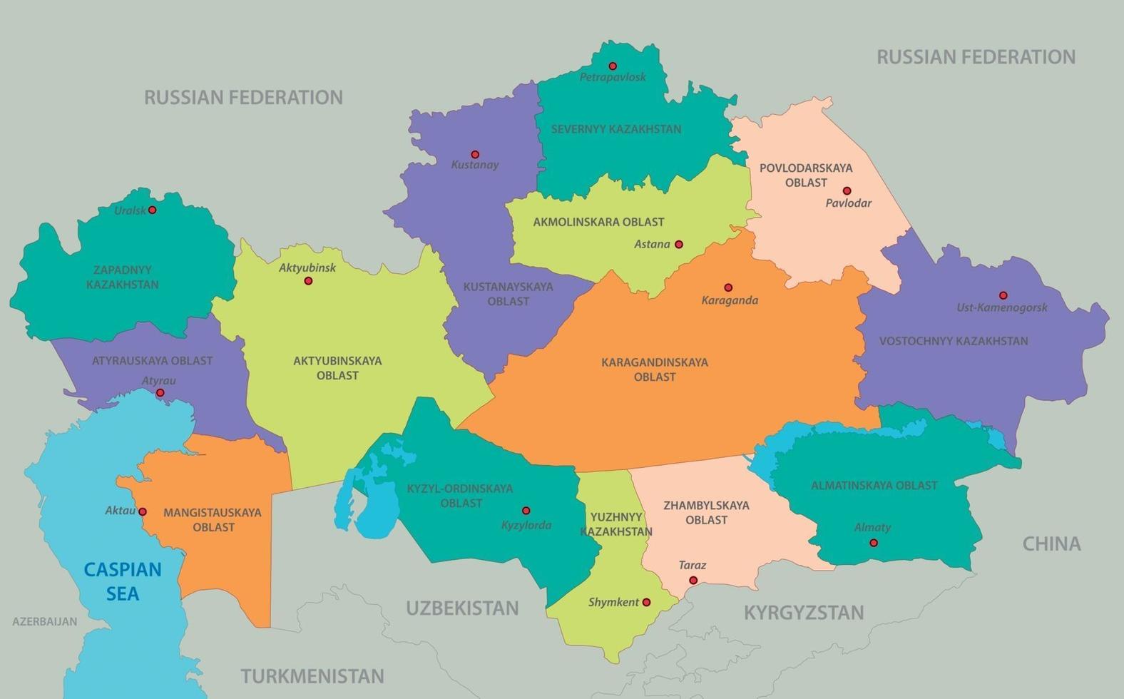 Map of Kazakhstan vector