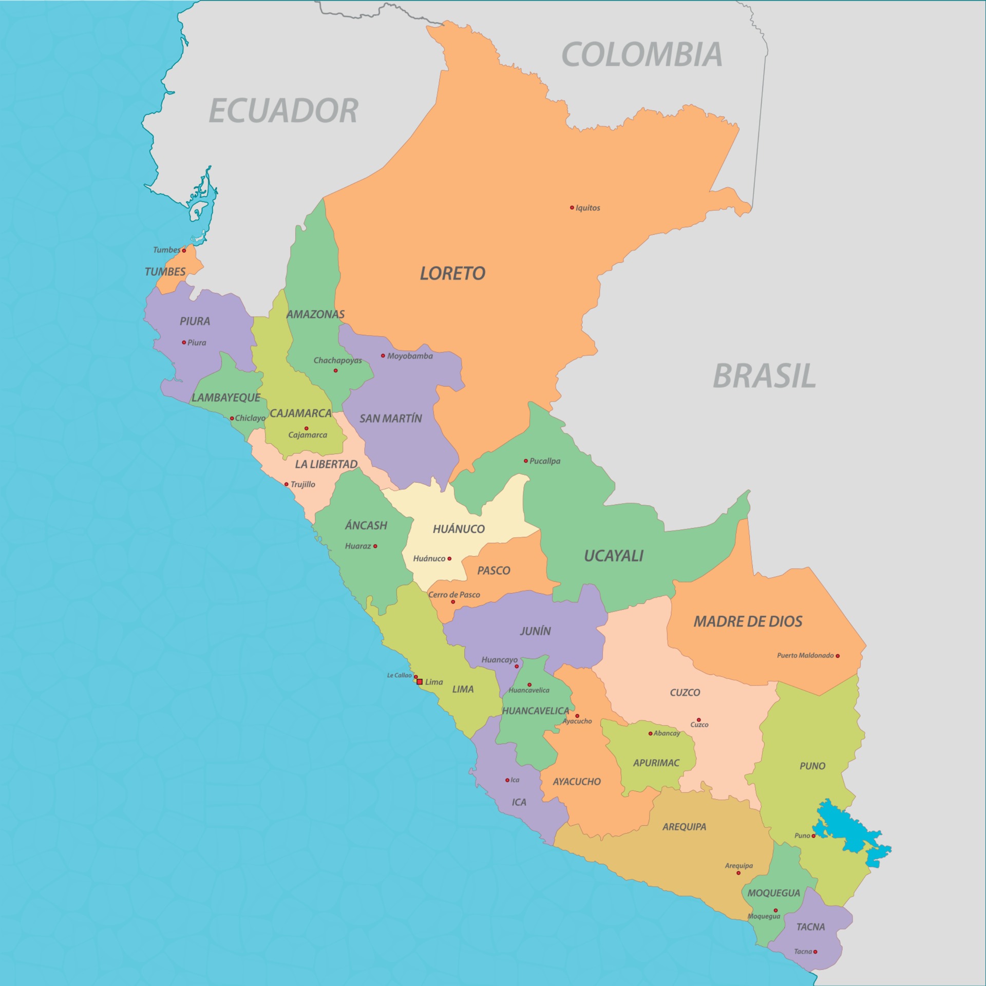 Map of Peru 2811542 Vector Art at Vecteezy