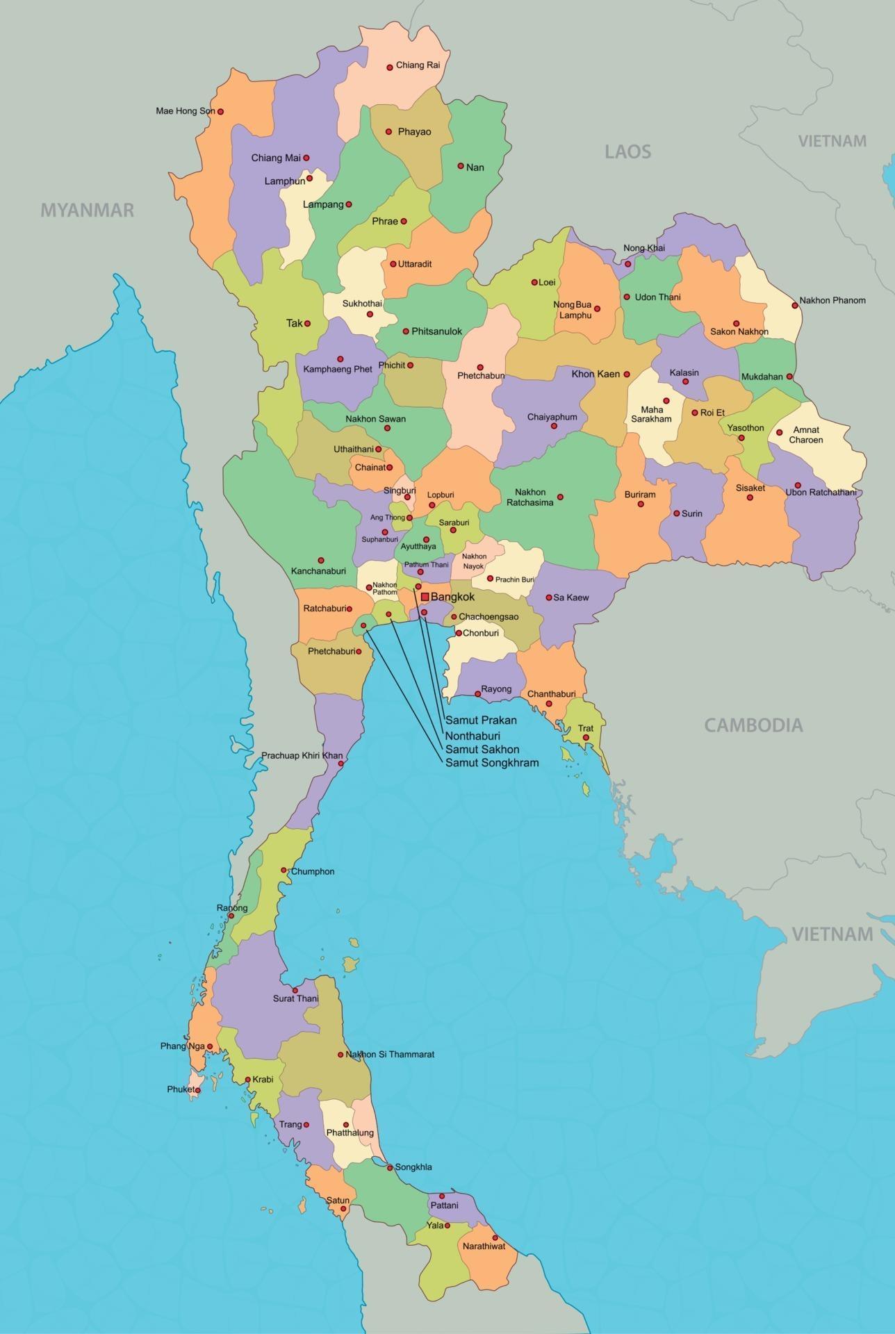 Карта городов таиланда. Тайланд на карте. Расположение Тайланда на карте.