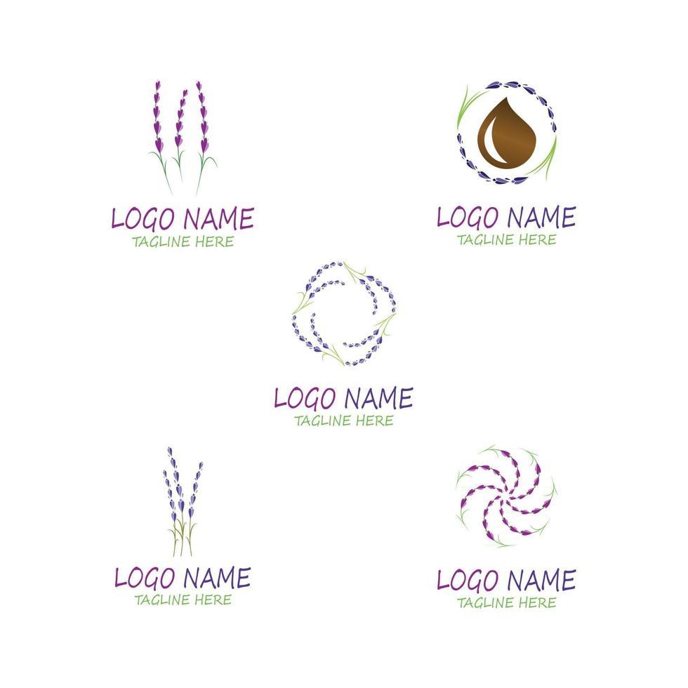 Diseño floral del ejemplo del icono del vector del logotipo aromático floral de la lavanda