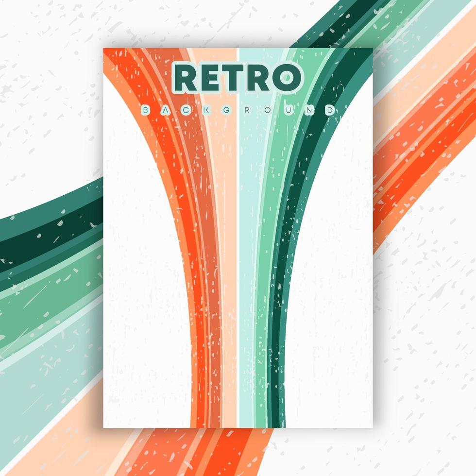 Retro design poster with vintage grunge texture and colored lines. Vector illustration.