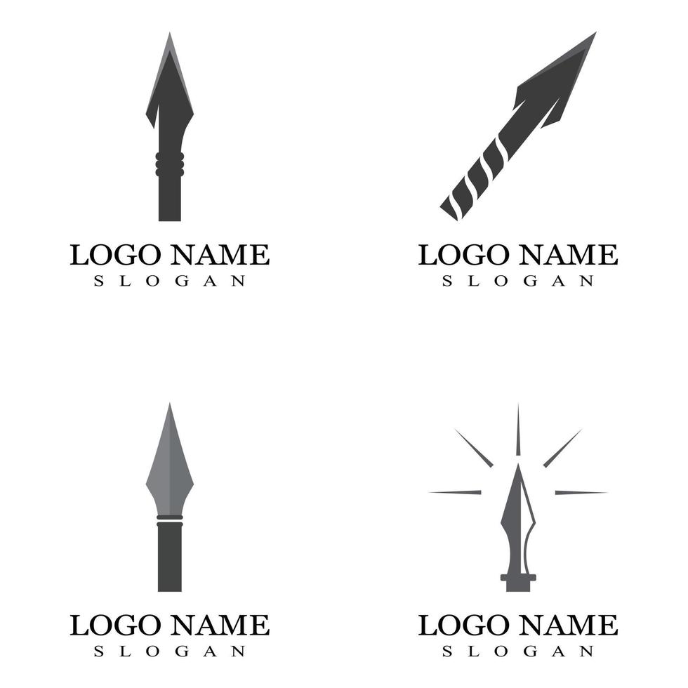 Ilustración de diseño de vector de logotipo y símbolo de lanza