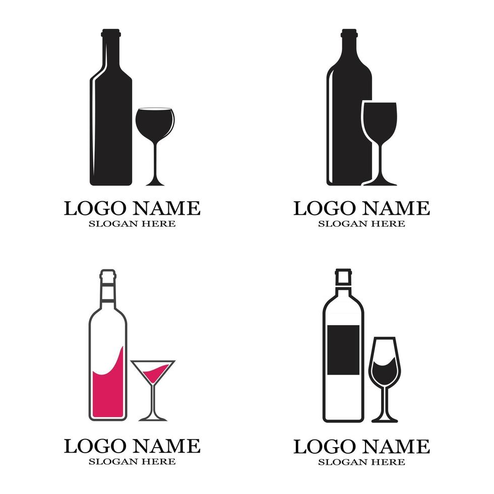 plantilla de ilustración de vector de icono de copa de vino