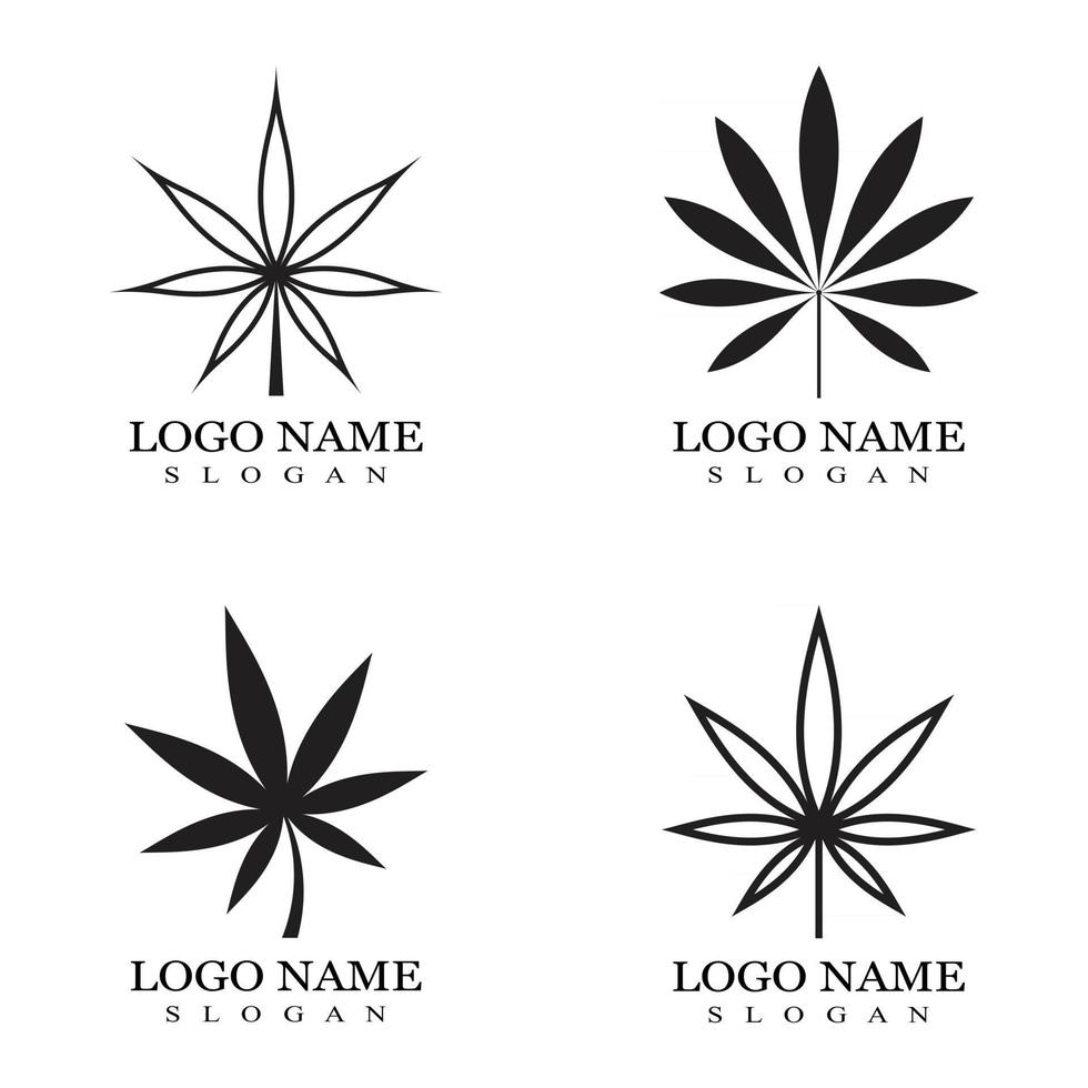 logotipo y símbolo de la hoja de cáñamo marihuana cannabis vector