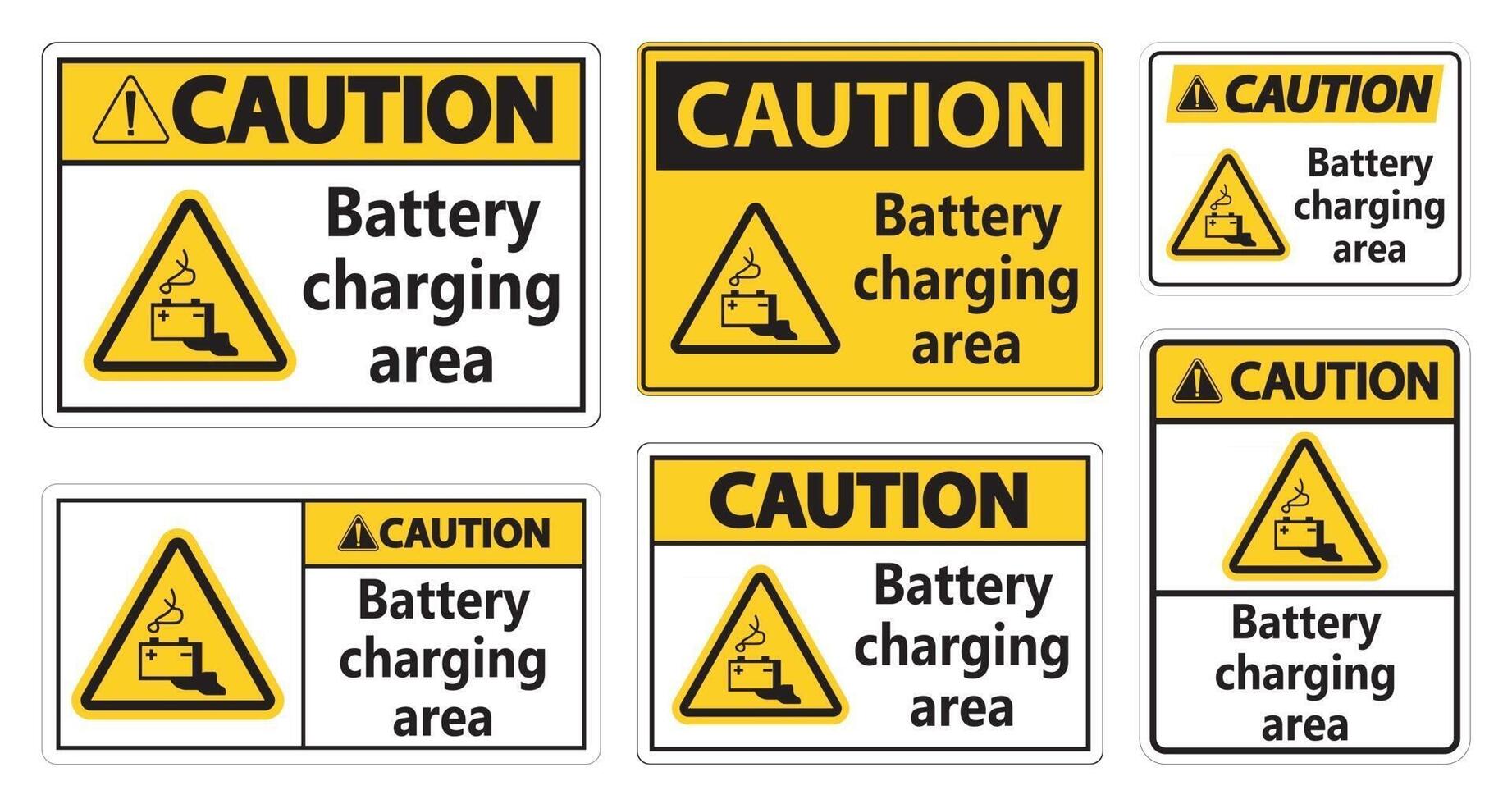 Caution Battery charging area Sign on white background vector