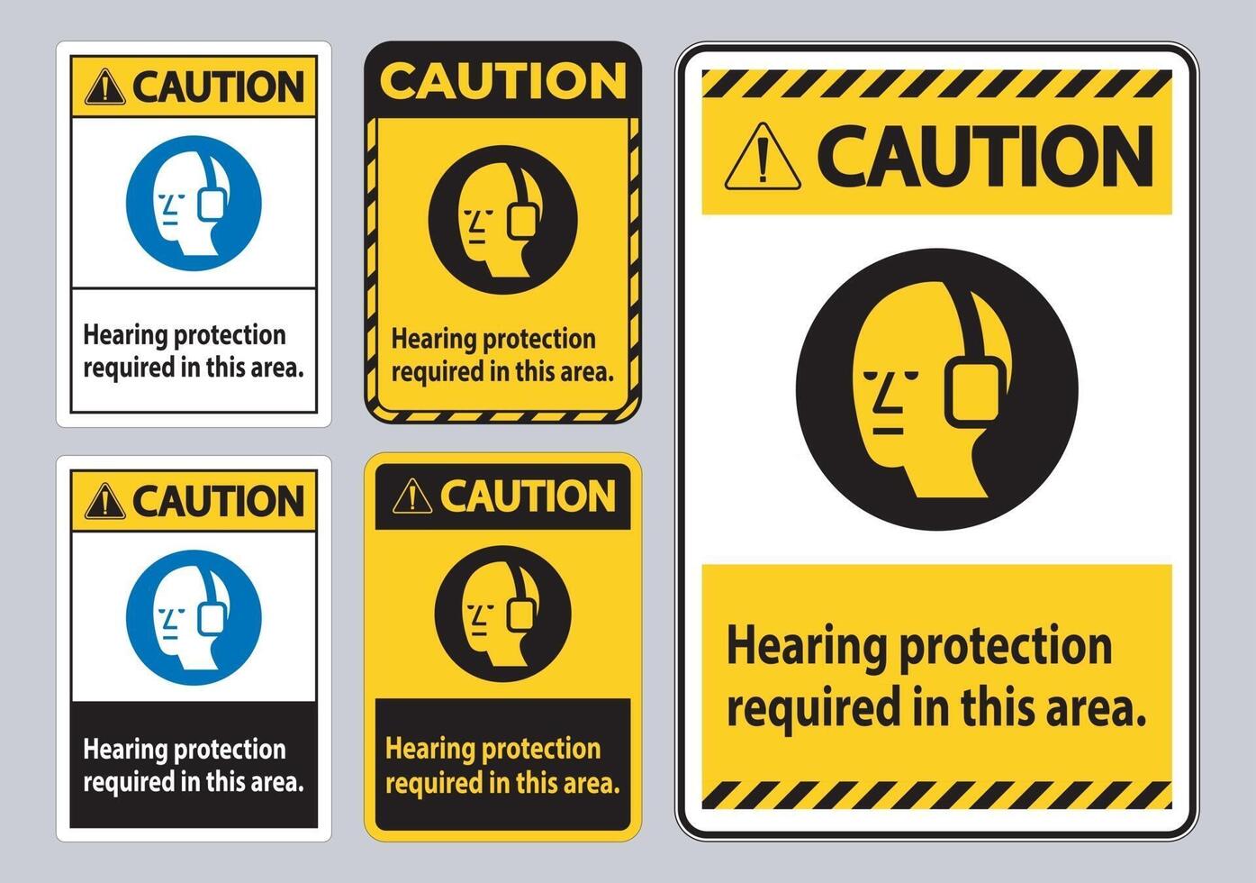 Caution PPE Sign Hearing Protection Required In This Area with Symbol vector