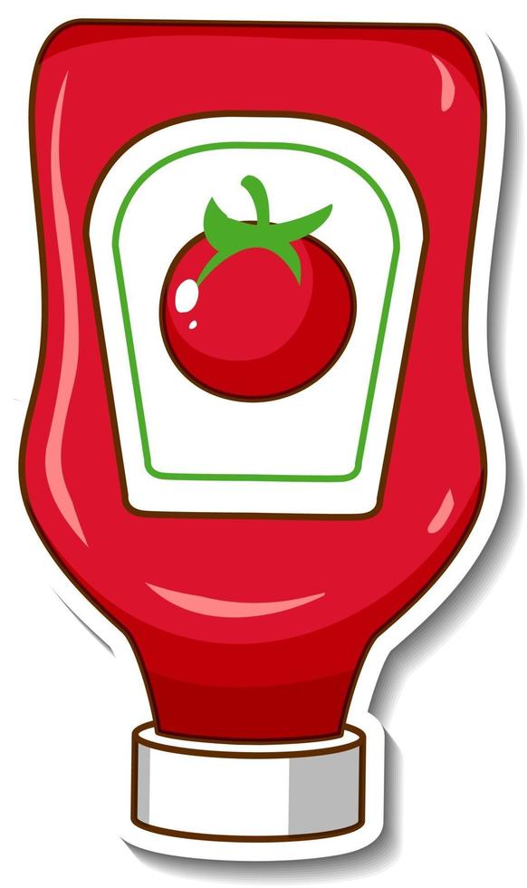 una plantilla de pegatina con una botella de salsa de tomate vector