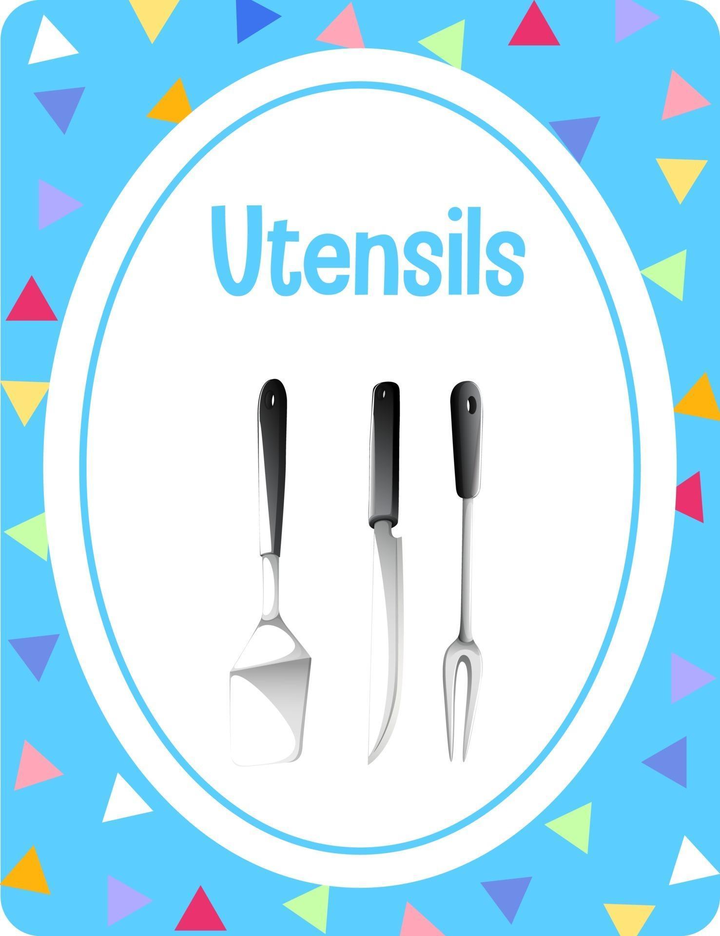 Vocabulary flashcard with word Utensils 2811932 Vector Art at Vecteezy
