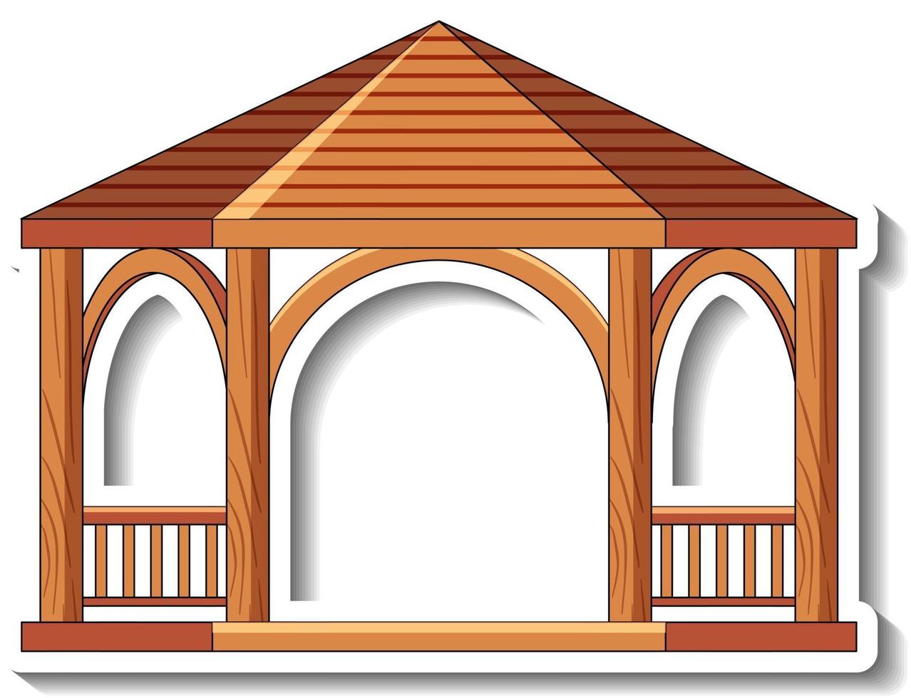 Sticker template with wooden gazebo isolated vector