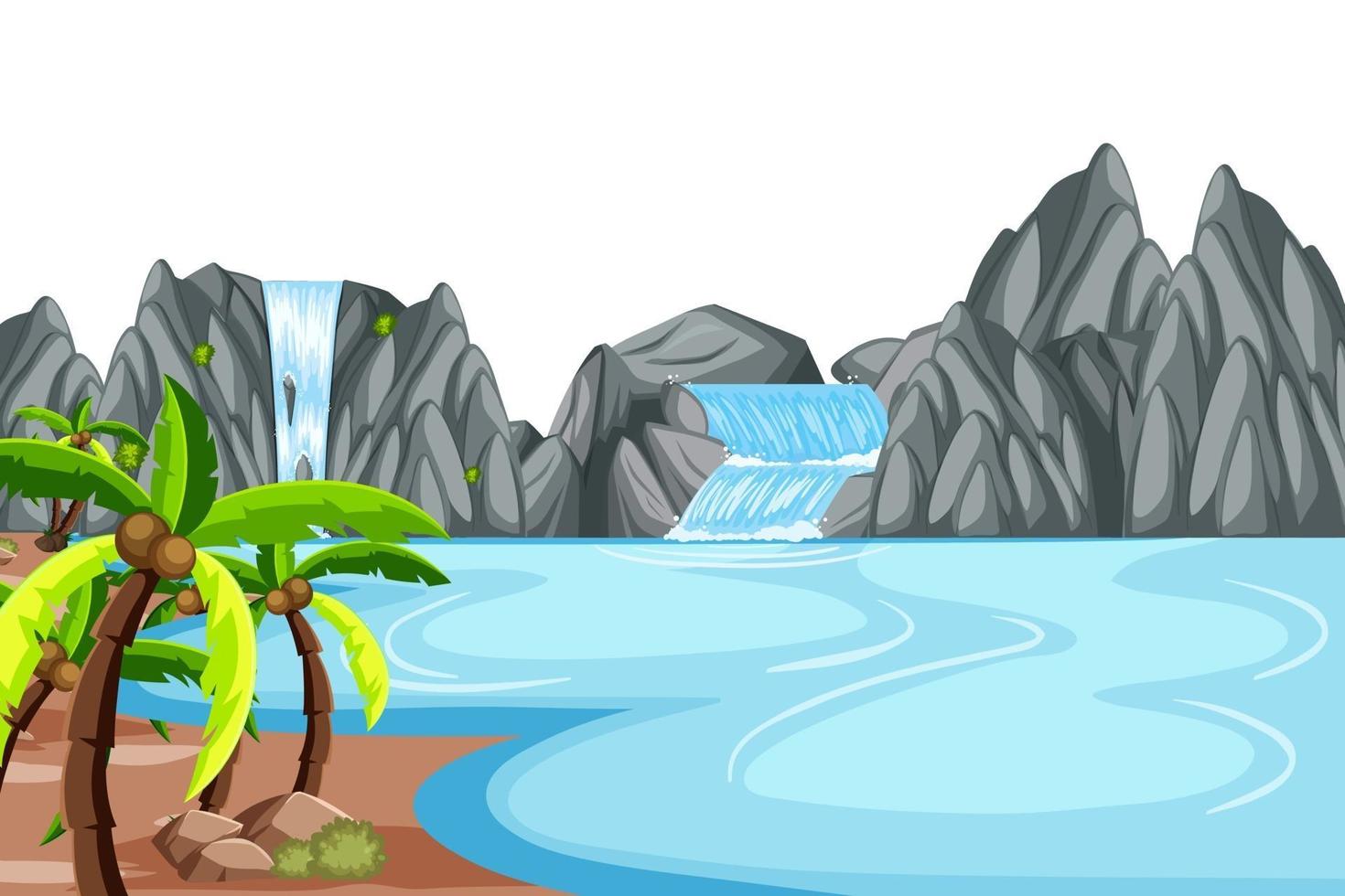 Nature landscape at daytime scene with waterfall vector