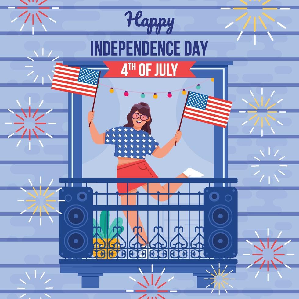 Woman Celebrate Fourth July vector