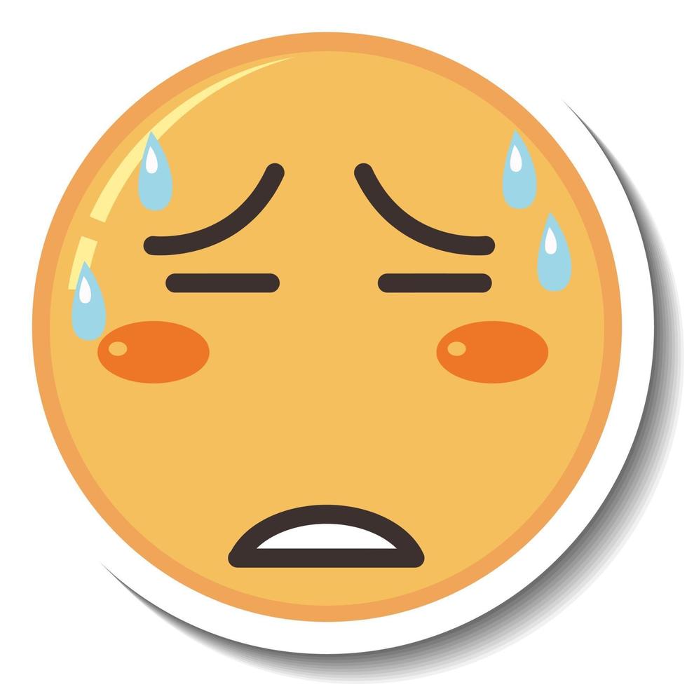 A sticker template with tired face emoji isolated vector