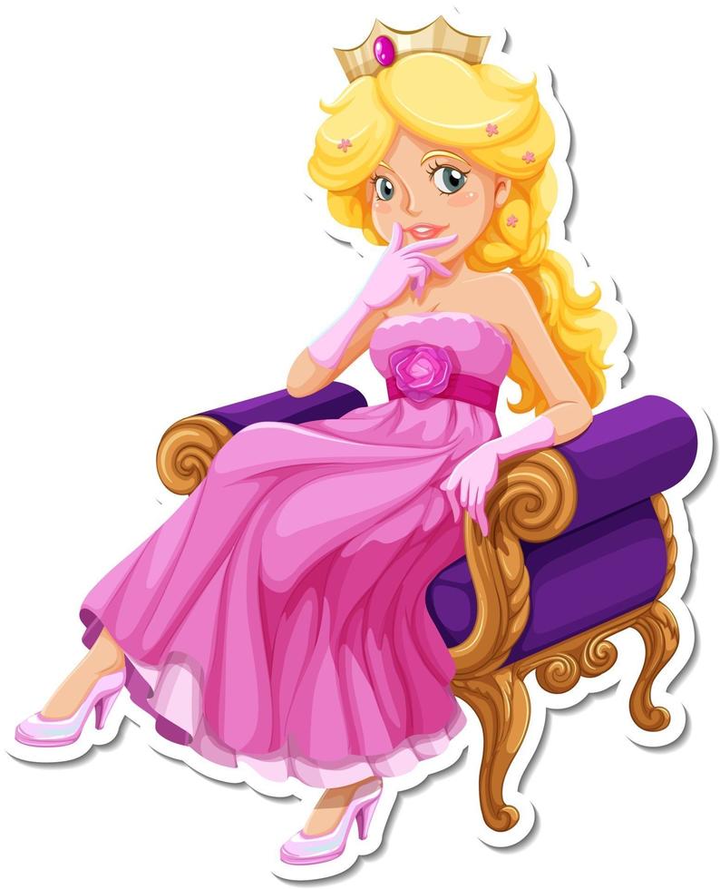 Beautiful princess cartoon character sticker vector