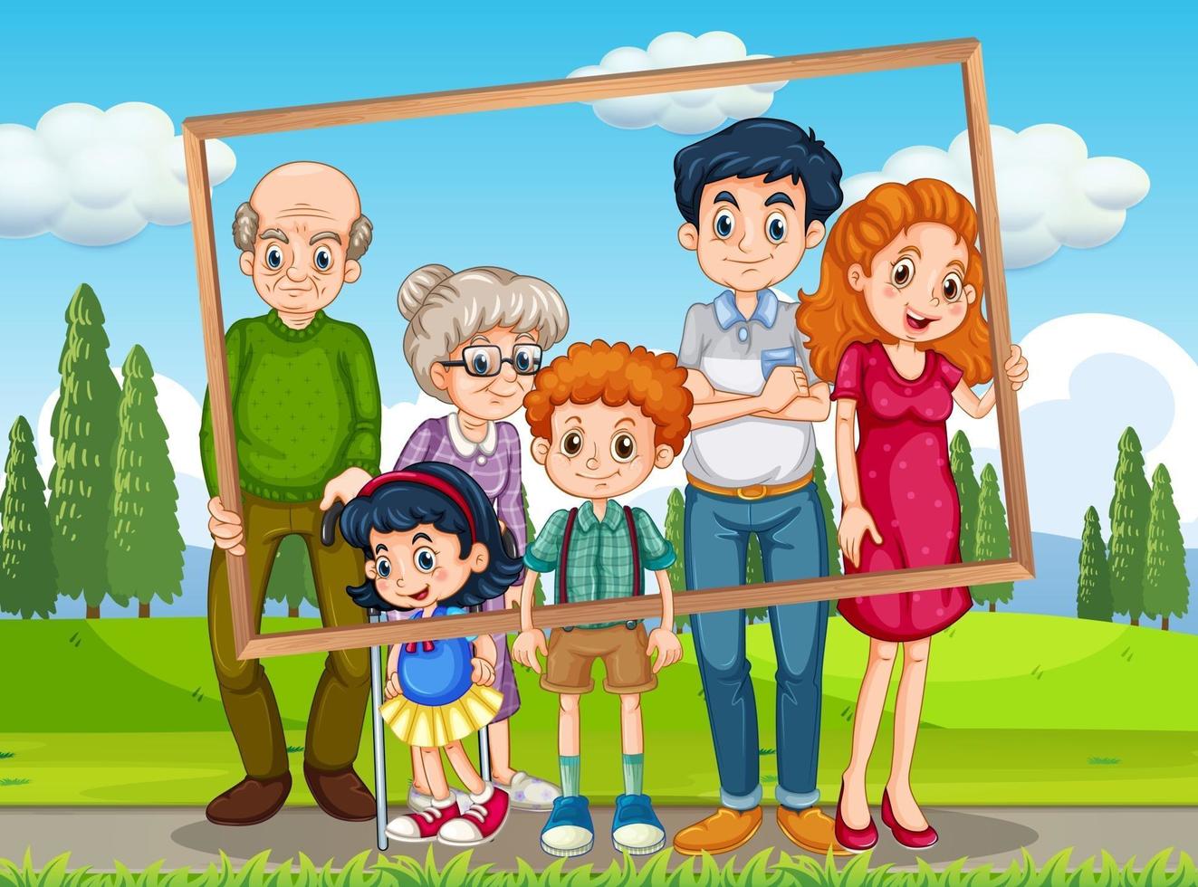 Family photo on vacation background vector