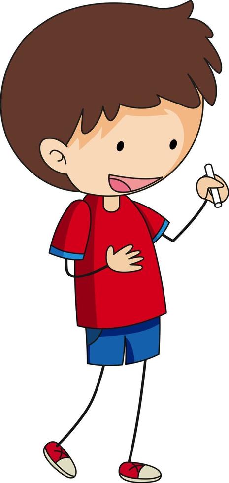 Cute boy cartoon character in hand drawn doodle style isolated vector