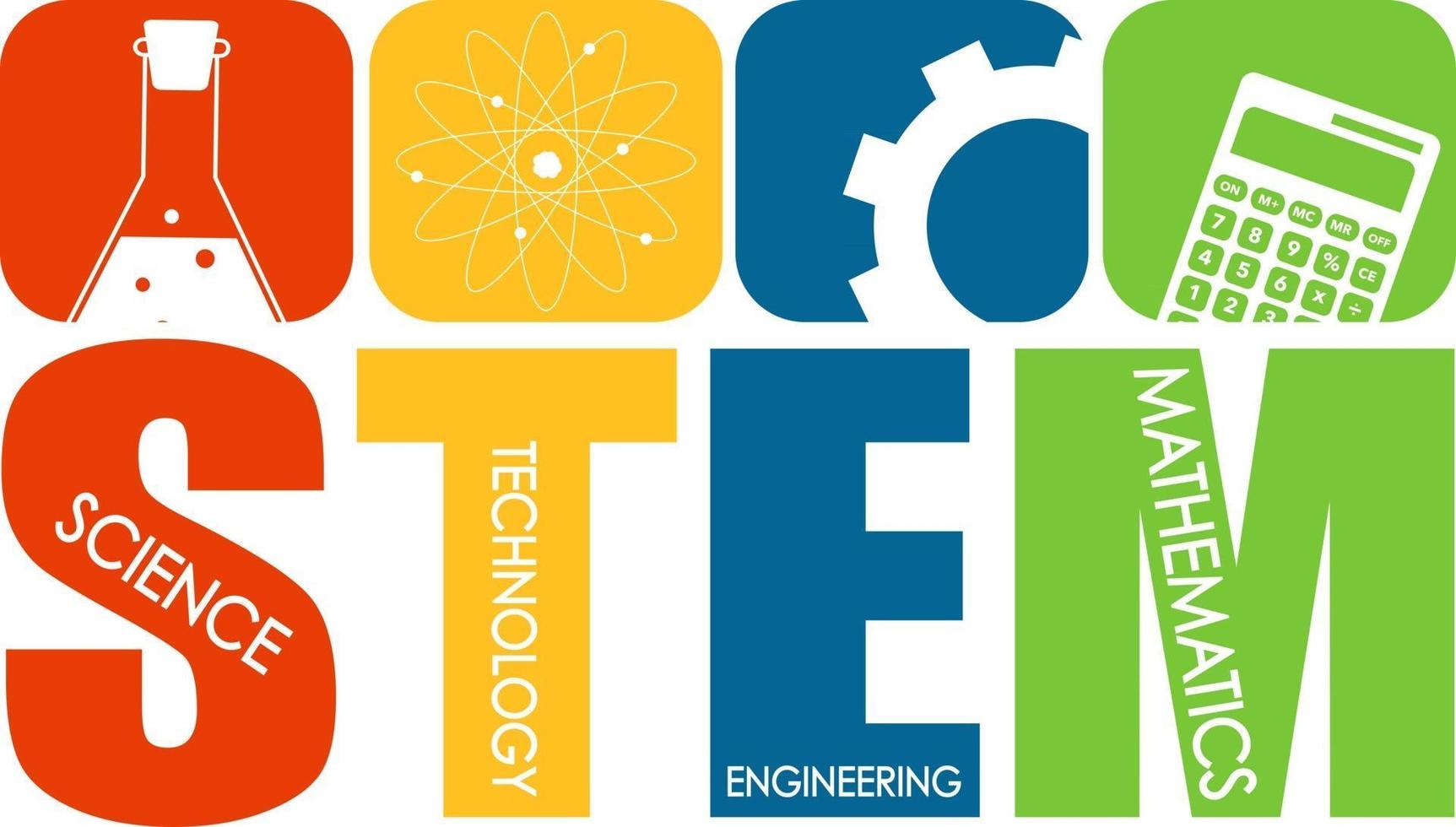 STEM education logo banner with learning icons vector