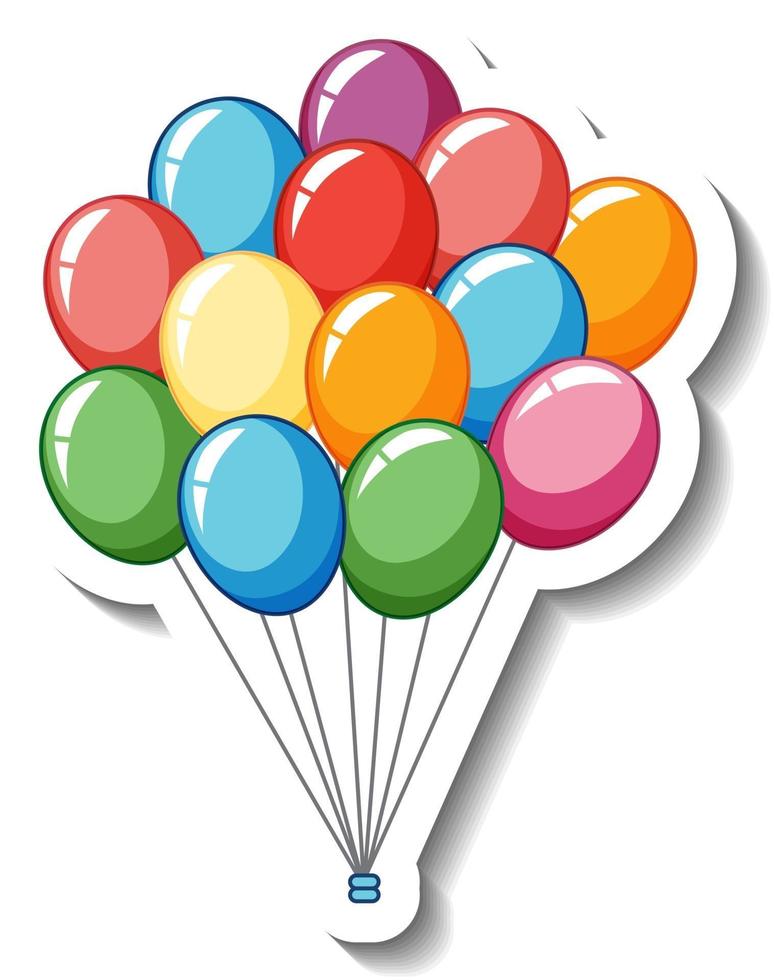 Sticker template with many balloons isolated vector