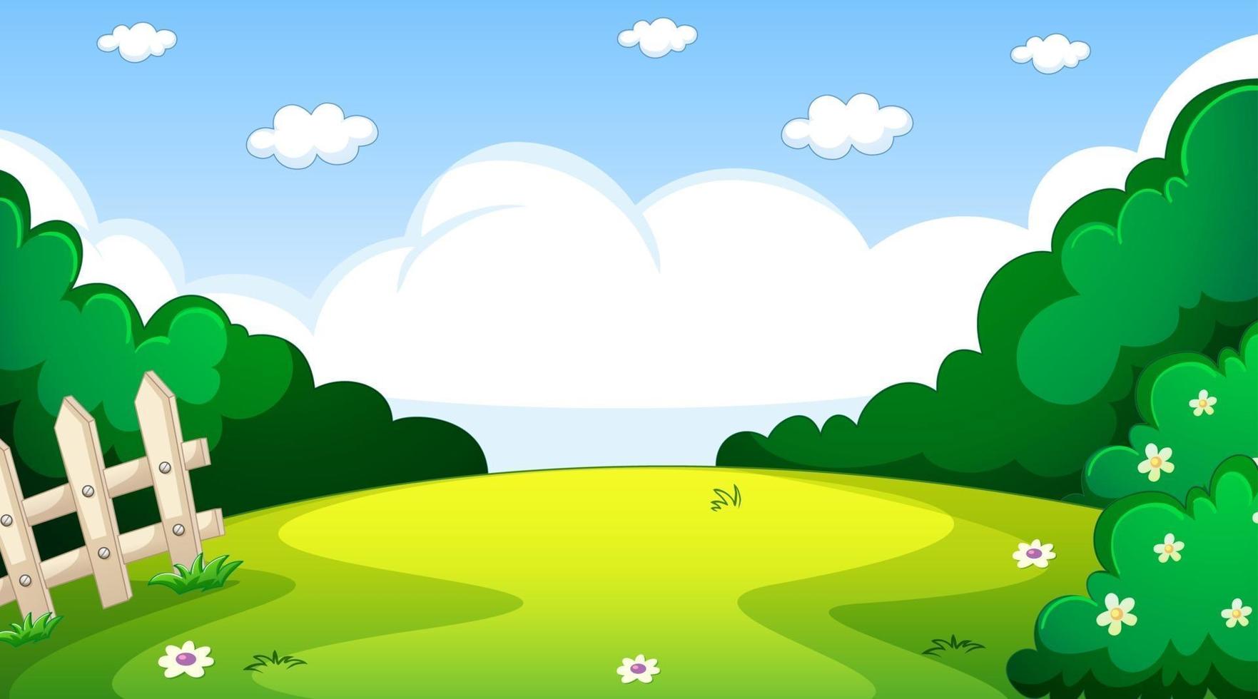Blank nature park landscape at daytime scene with many clouds in the sky vector
