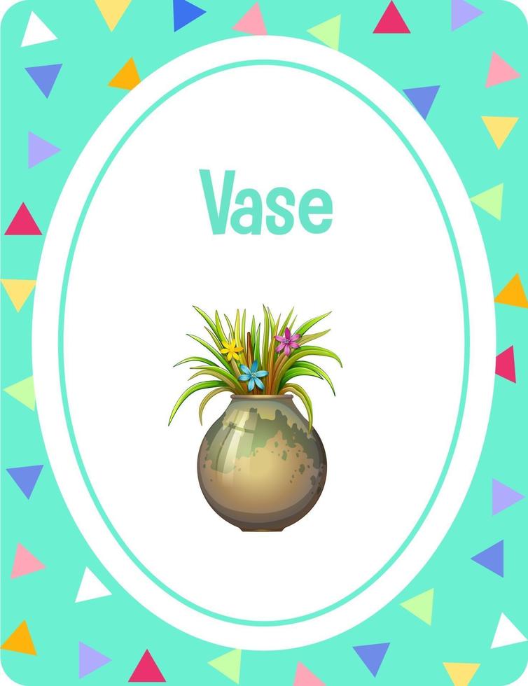 Vocabulary flashcard with word Vase vector