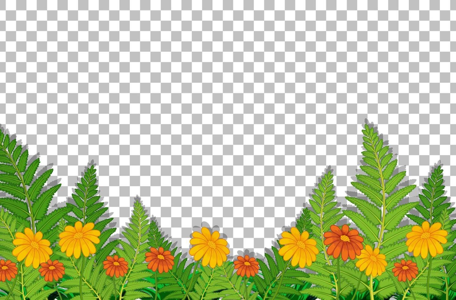 Flower field with leaves frame vector