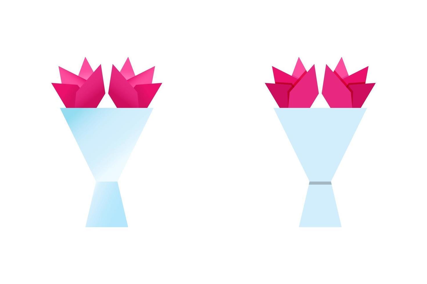 This is a set of origami flower bouquets vector