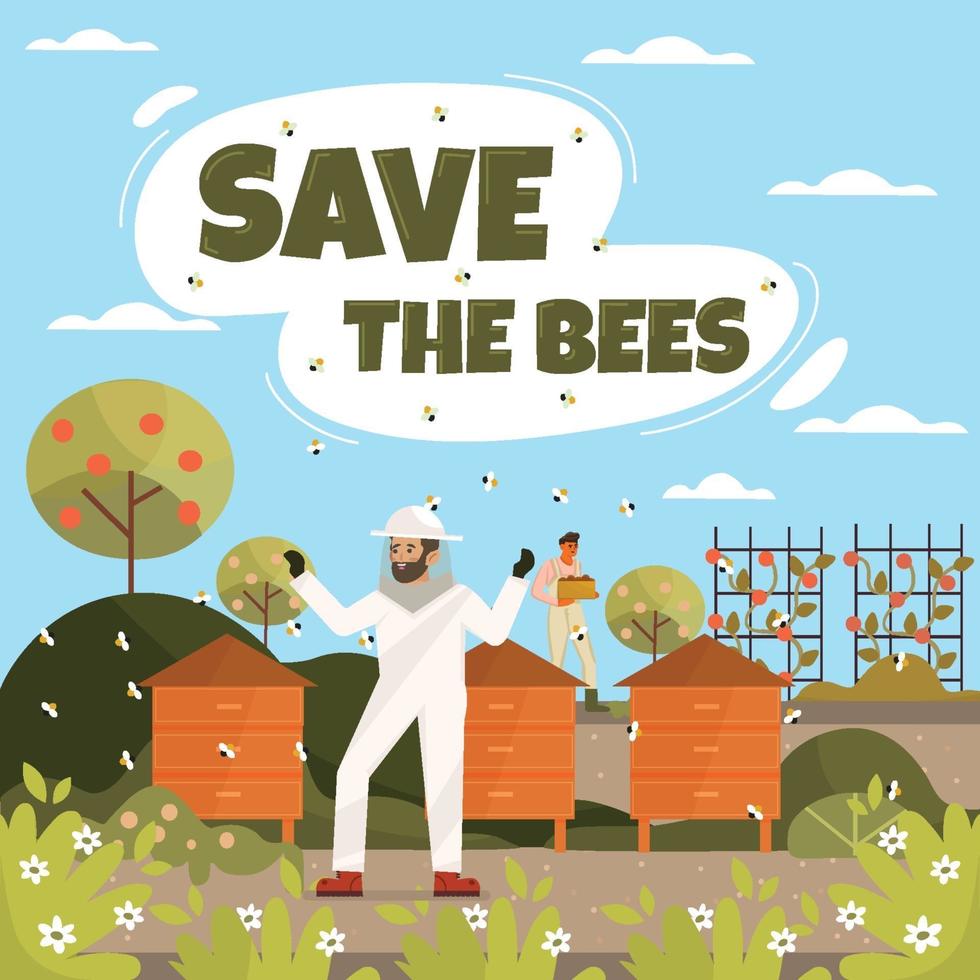 Honey Bee Plantation Concept vector