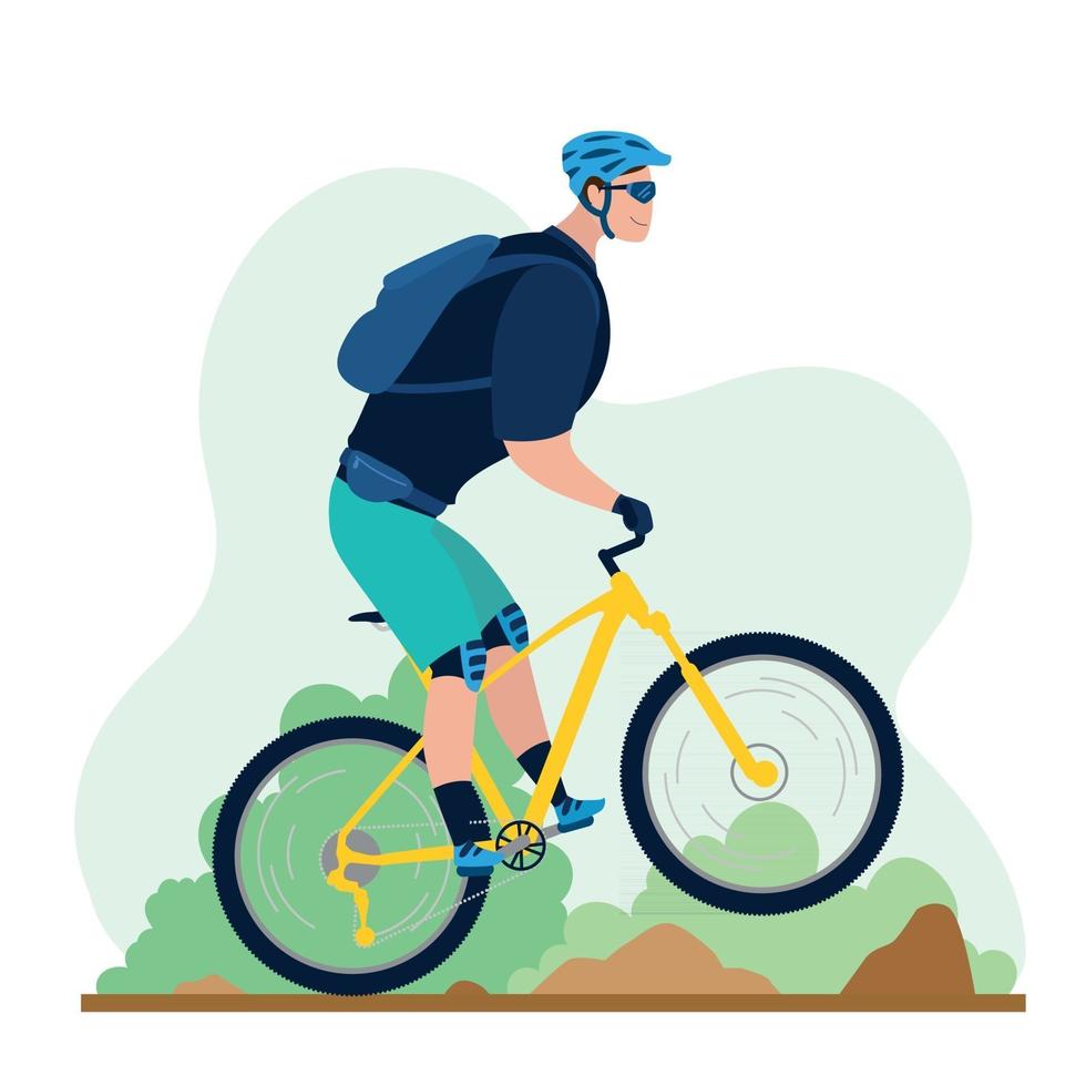 Man riding a mountain bike vector