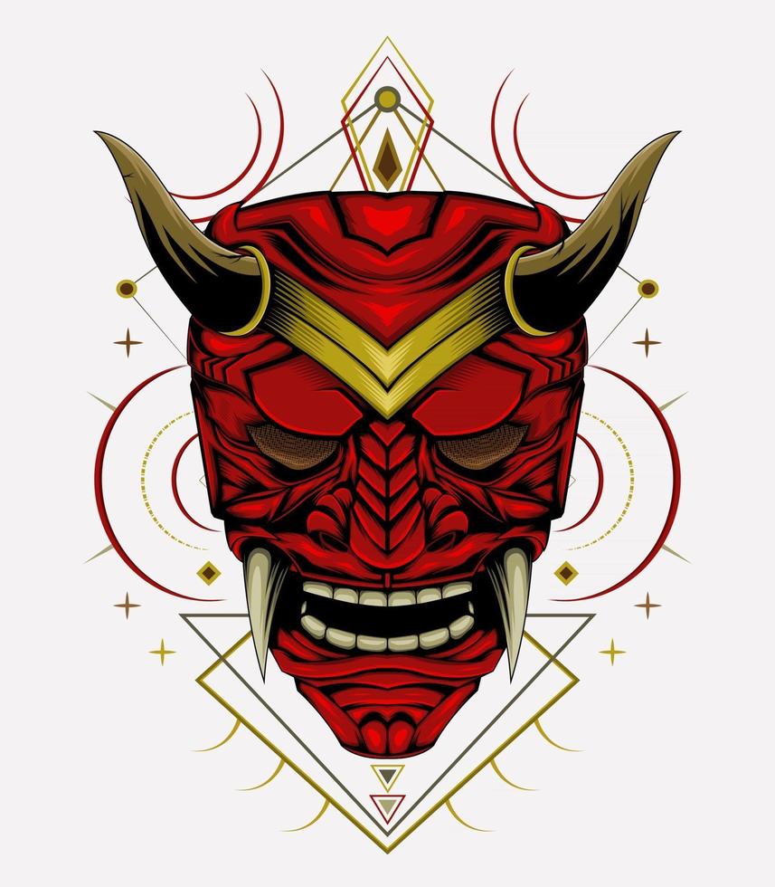 Samurai warrior mask. Traditional armor of Japanese warrior vector