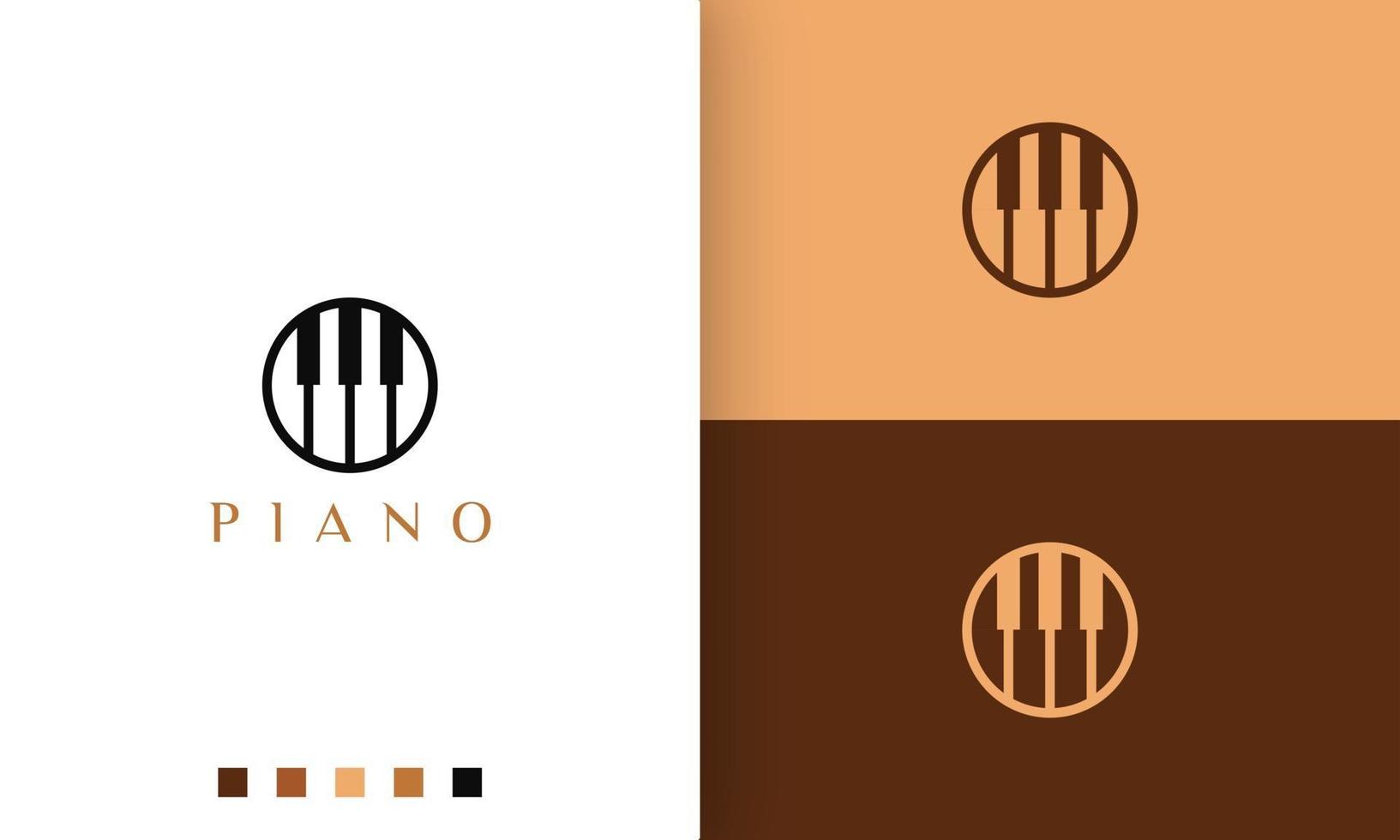 Logotipo de círculo de piano en un estilo simple y moderno adecuado para pianista o estudio de música vector