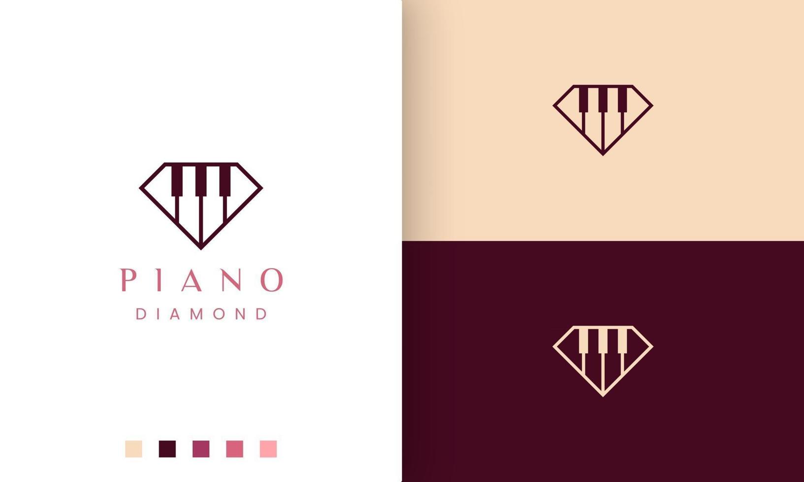 Logotipo o icono de la escuela de piano simple y moderno en forma de diamante vector