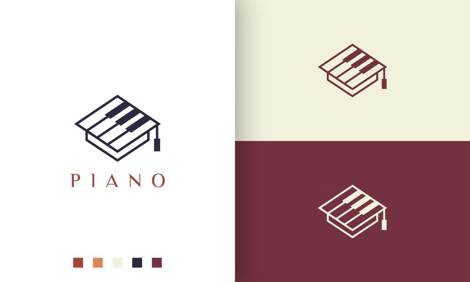 simple and modern piano school academy logo or icon vector