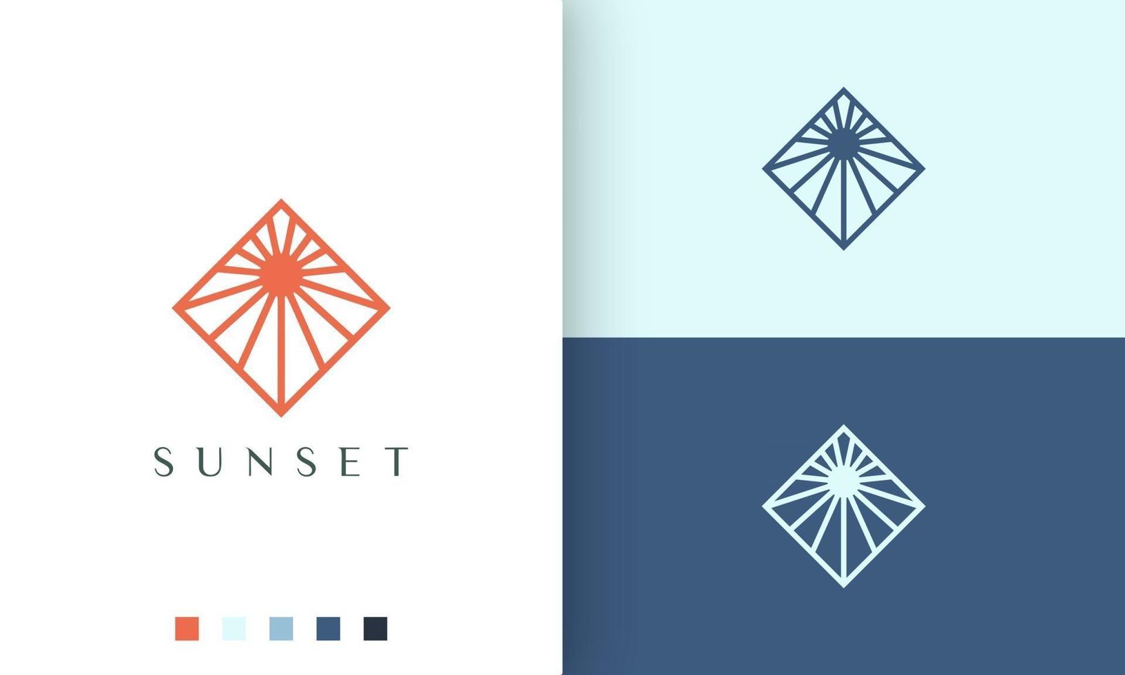 sun or solar logo in line art and modern style vector