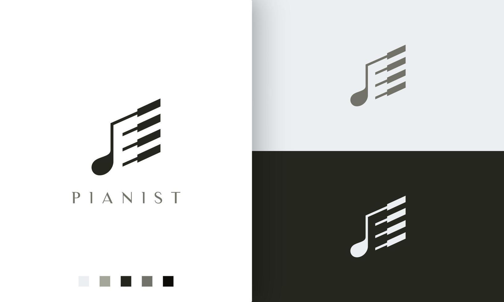 logotipo o icono de pianista simple y moderno vector