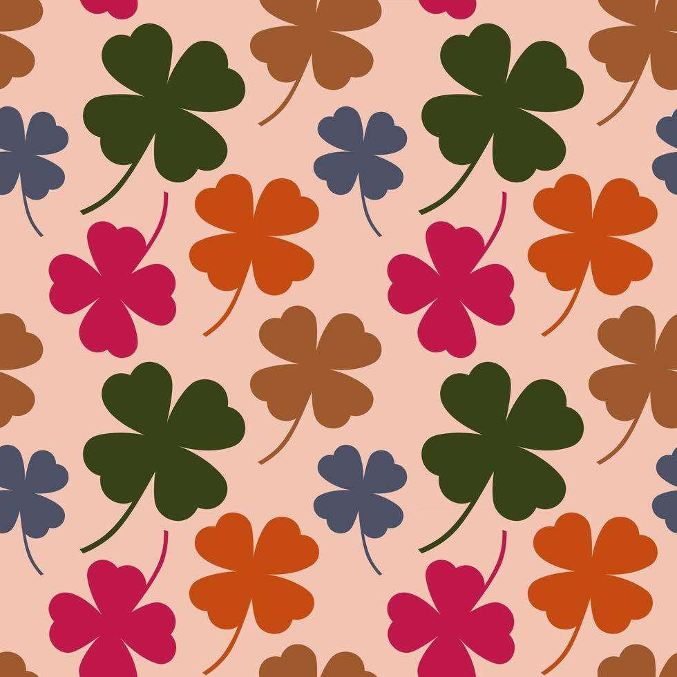 Colorful Four Clover Leaves Seamless Pattern vector