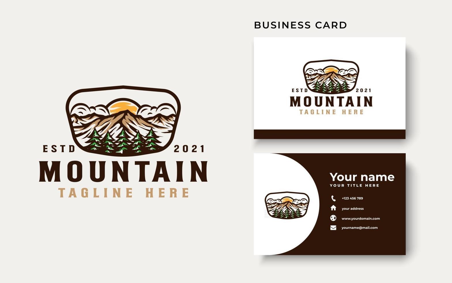 Mountain Adventure and Outdoor Vintage Logo Template. Badge or Emblem Style. Vector Illustration