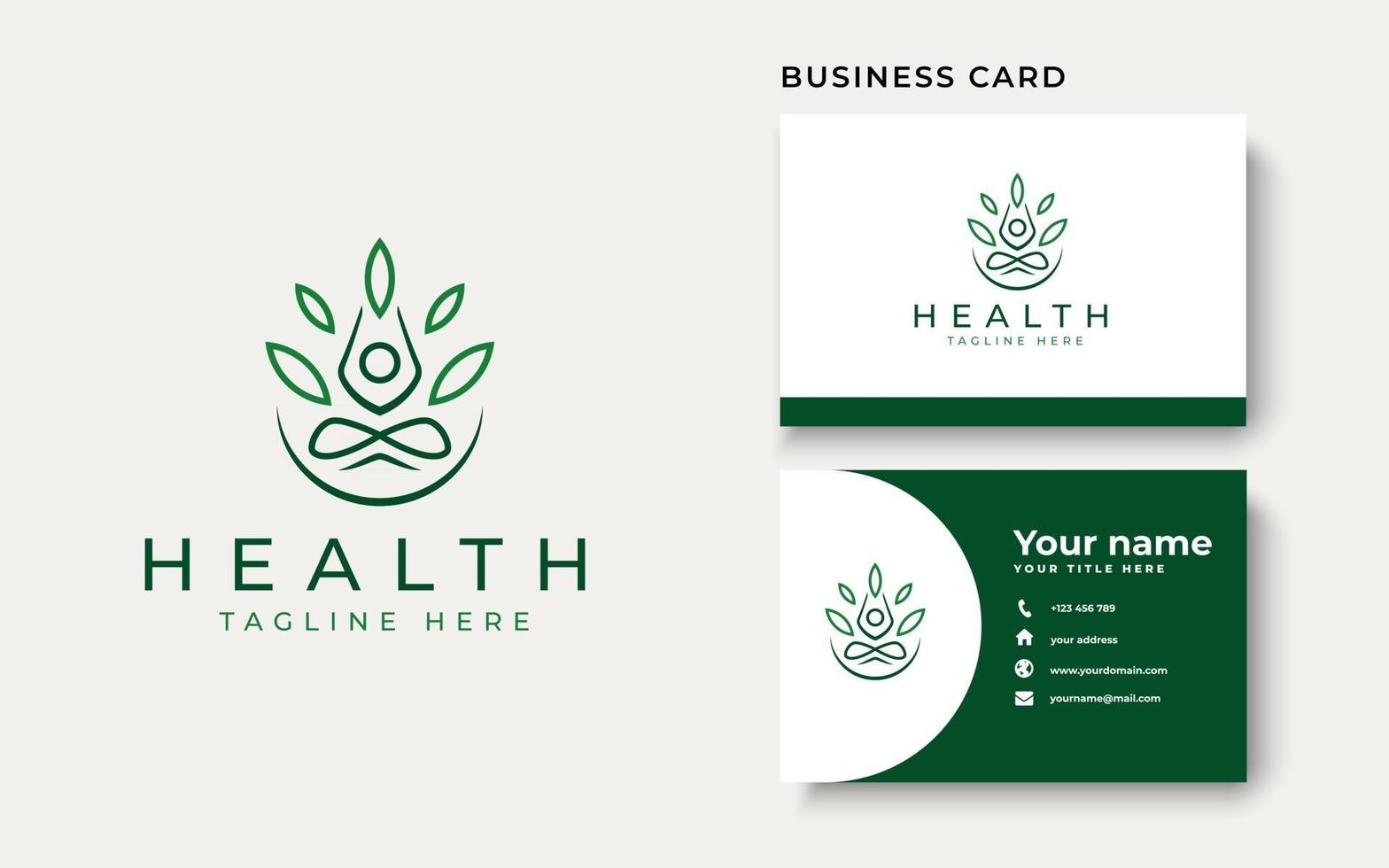 Yoga Logo with Leaf Logo Template. Vector Illustration