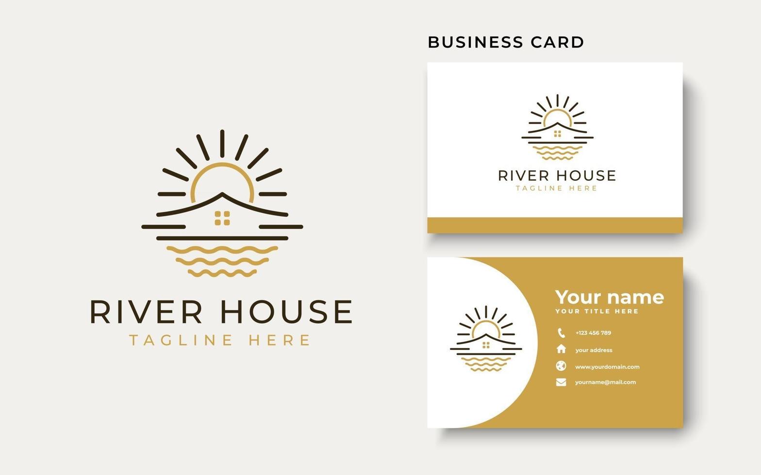 River House Monoline Logo Template. Vector Illustration