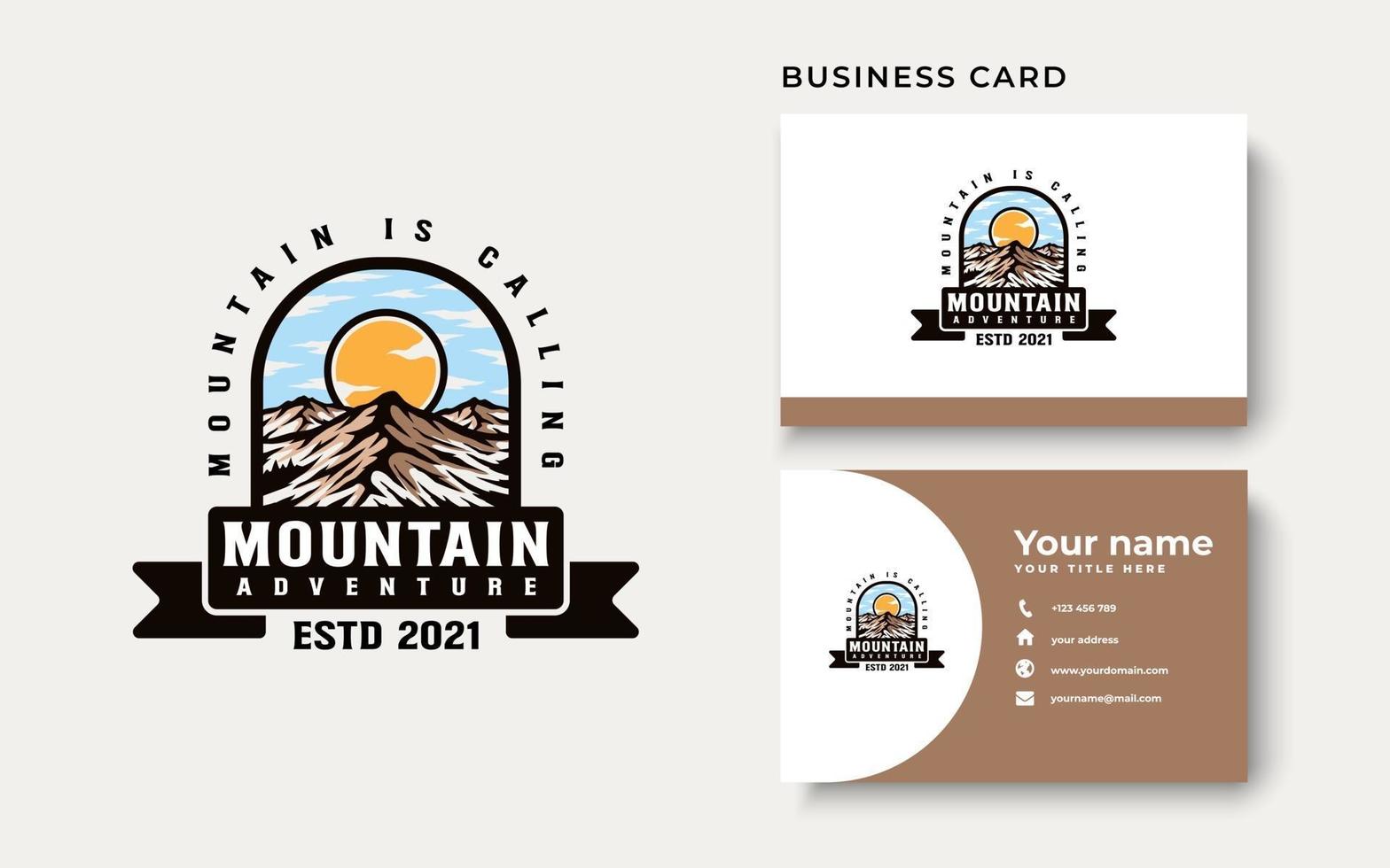 Mountain Adventure and Outdoor Vintage Logo Template. Badge or Emblem Style. Vector Illustration