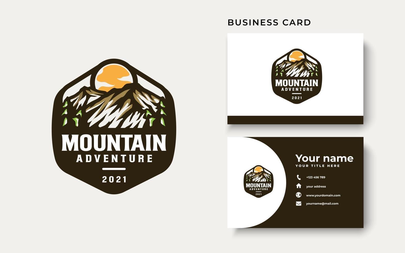 Mountain Adventure and Outdoor Vintage Logo Template. Badge or Emblem Style. Vector Illustration