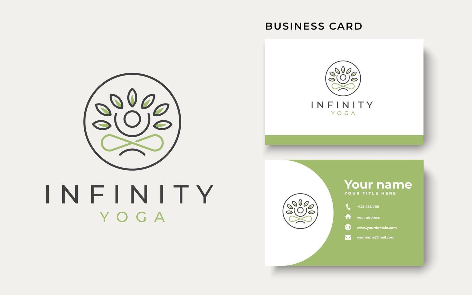 Infinity Yoga Logo with Leaf Logo Template. Vector Illustration