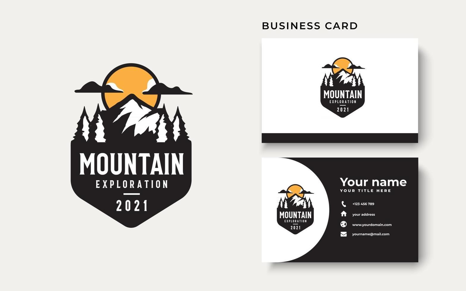 Mountain Adventure and Outdoor Vintage Logo Template. Badge or Emblem Style. Vector Illustration