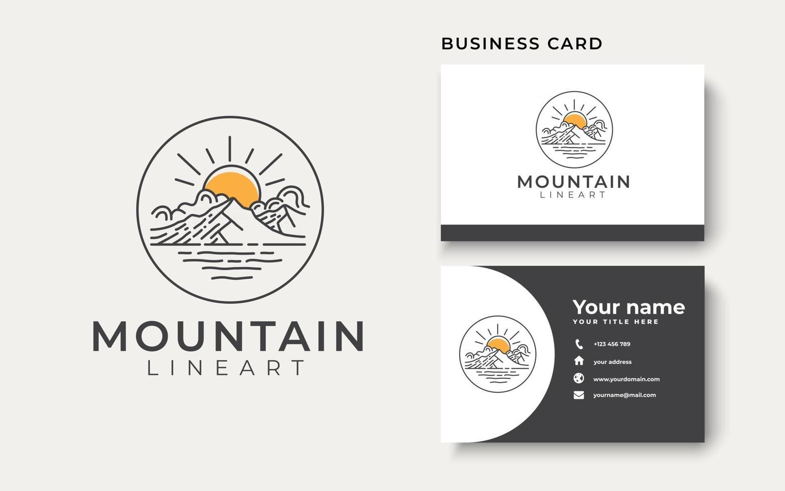 Mountain Lineart Badge Logo Template vector