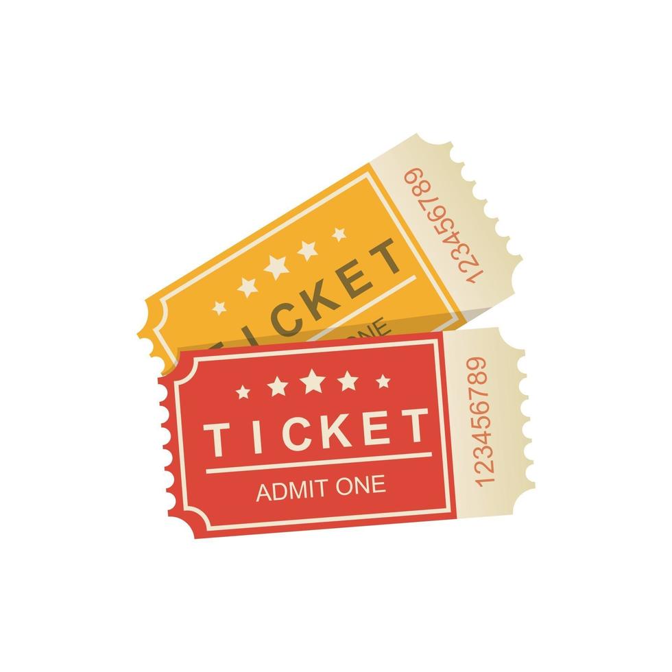 Conjunto de dos entradas de cine. vector