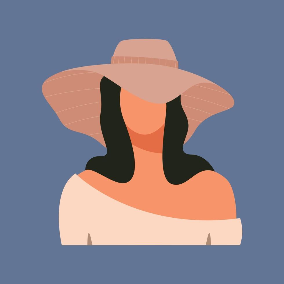 silueta de mujer con sombrero vector
