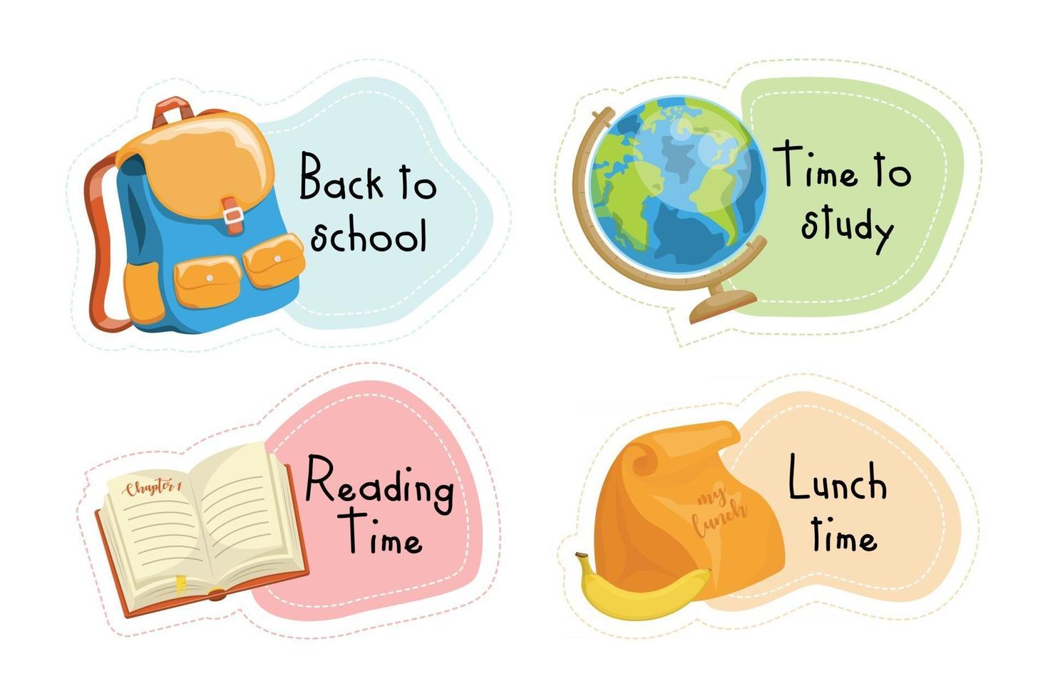 back to school stickers set vector