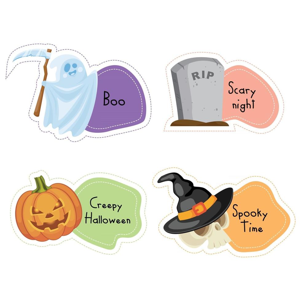 halloween stickers set vector