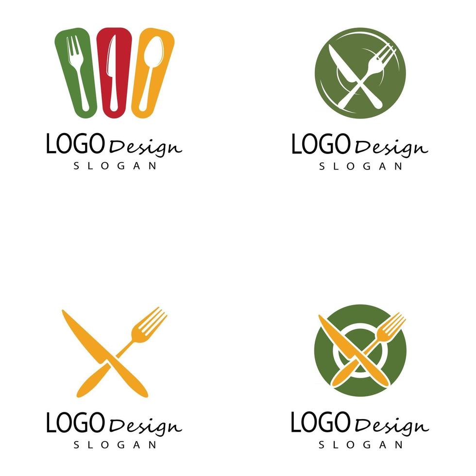 Ilustración de plantilla de logotipo de cuchara y tenedor vector