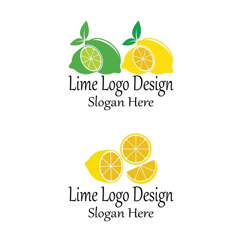 fresh lemon lime logo vector template icon