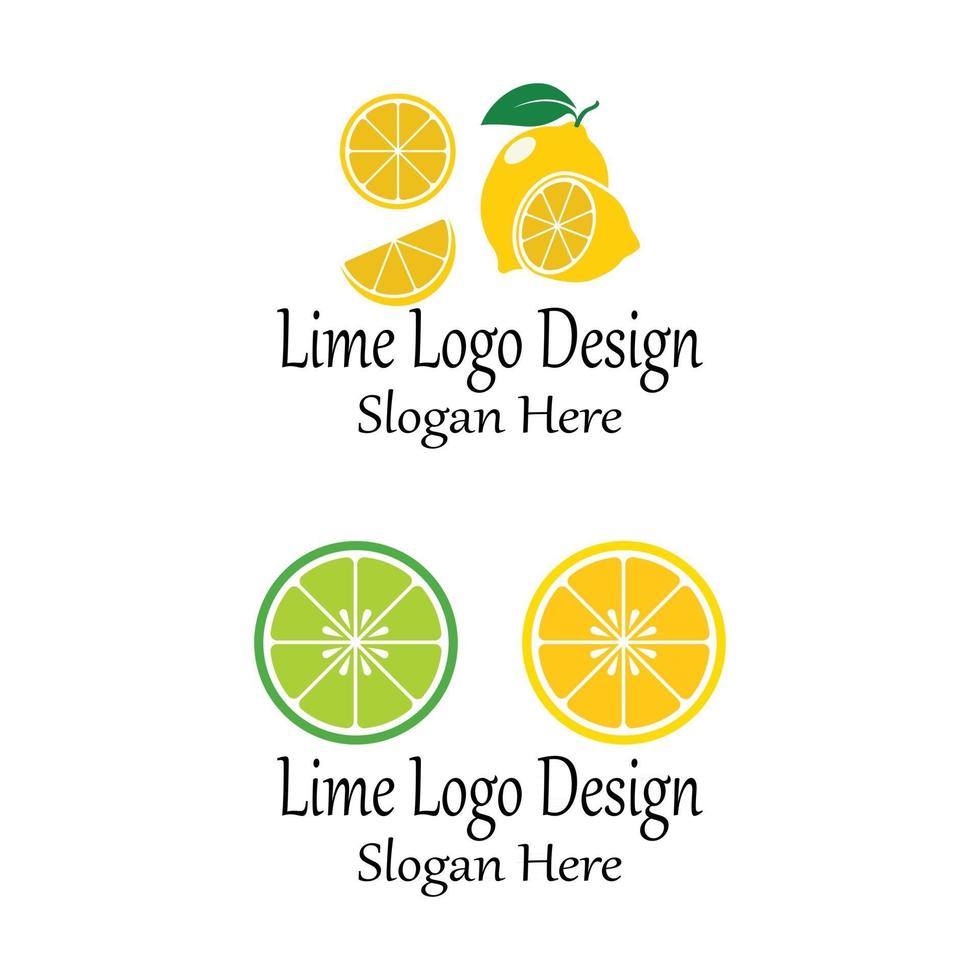 fresh lemon lime logo vector template icon