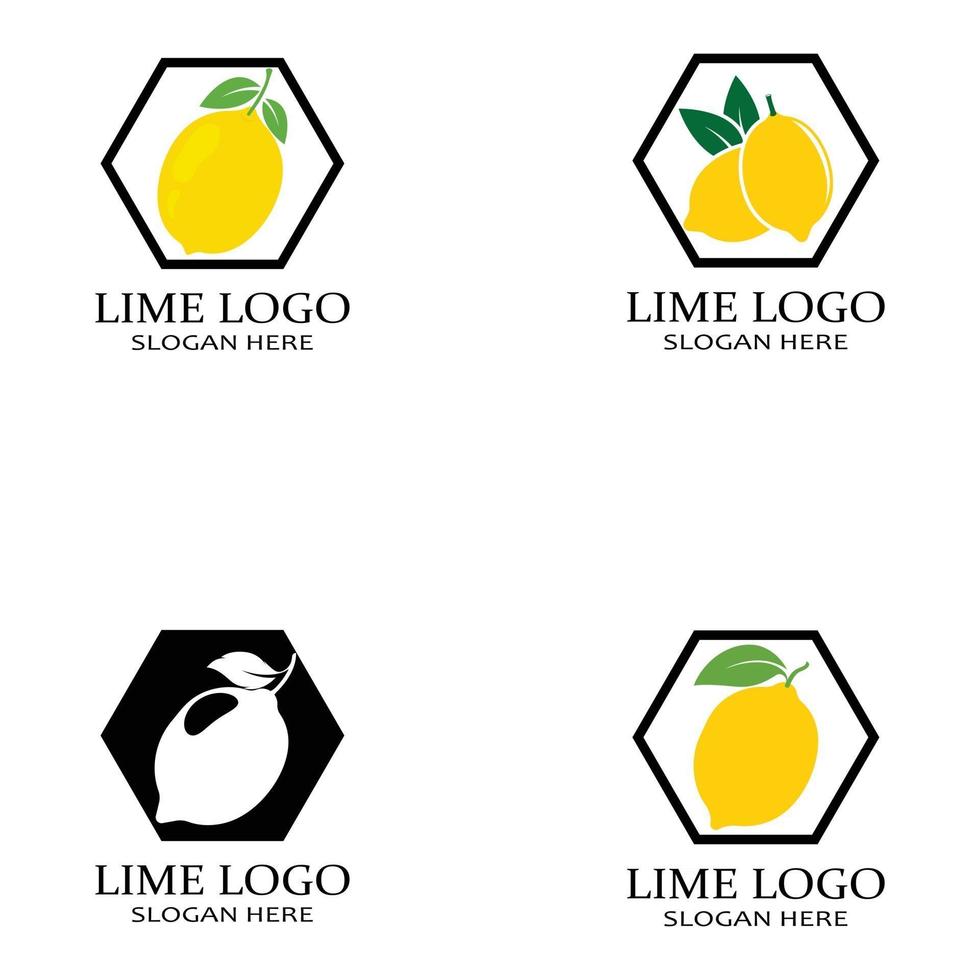 fresh lemon lime logo vector template icon